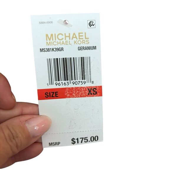 Michael Kors Zebra Square Neck Sleeveless Red Tier Midi Dress XS NWT $175 - Picture 12 of 14